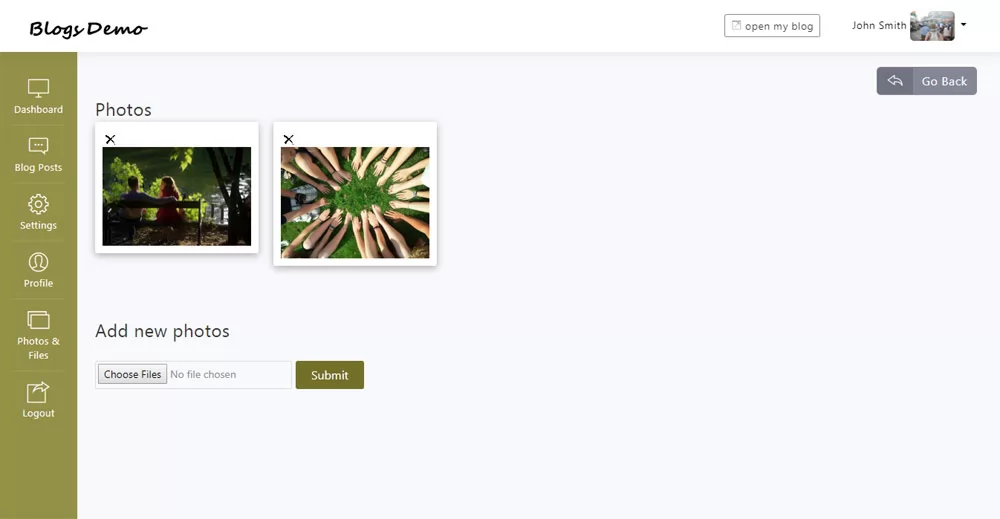 Sistema de Blog: Crear álbumes de fotos y agregar imágenes en ellos