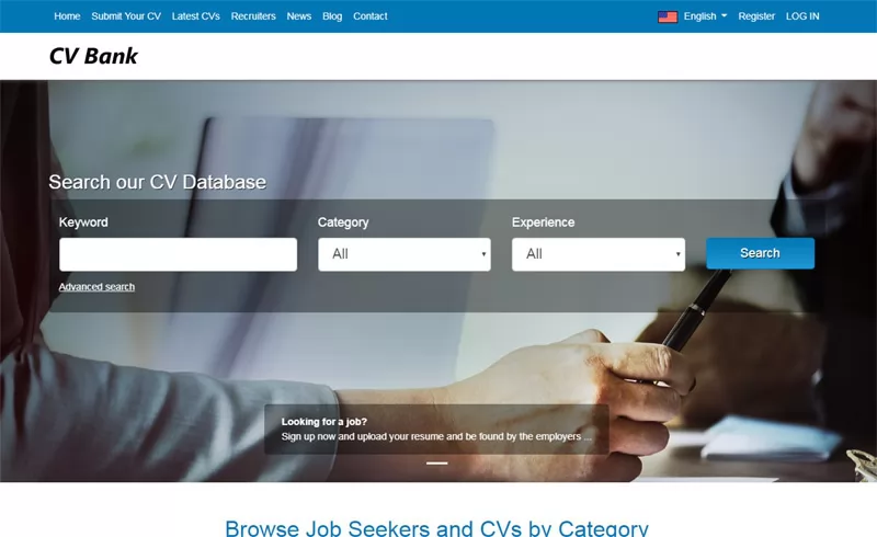 Banco de CV Demostración del sitio principal