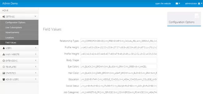 Site de Namoro PHP: Campos de perfil personalizáveis