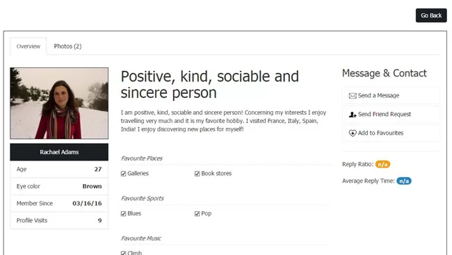 Site de Namoro PHP: Detalhes do perfil