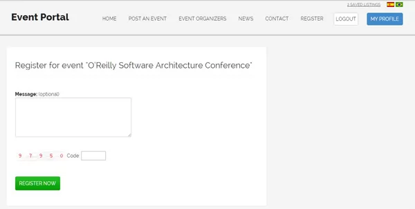 Portal de Eventos: Registrarse para un evento