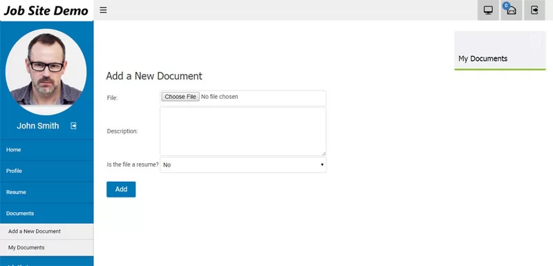 Portal de Empleo: Agregar un documento
