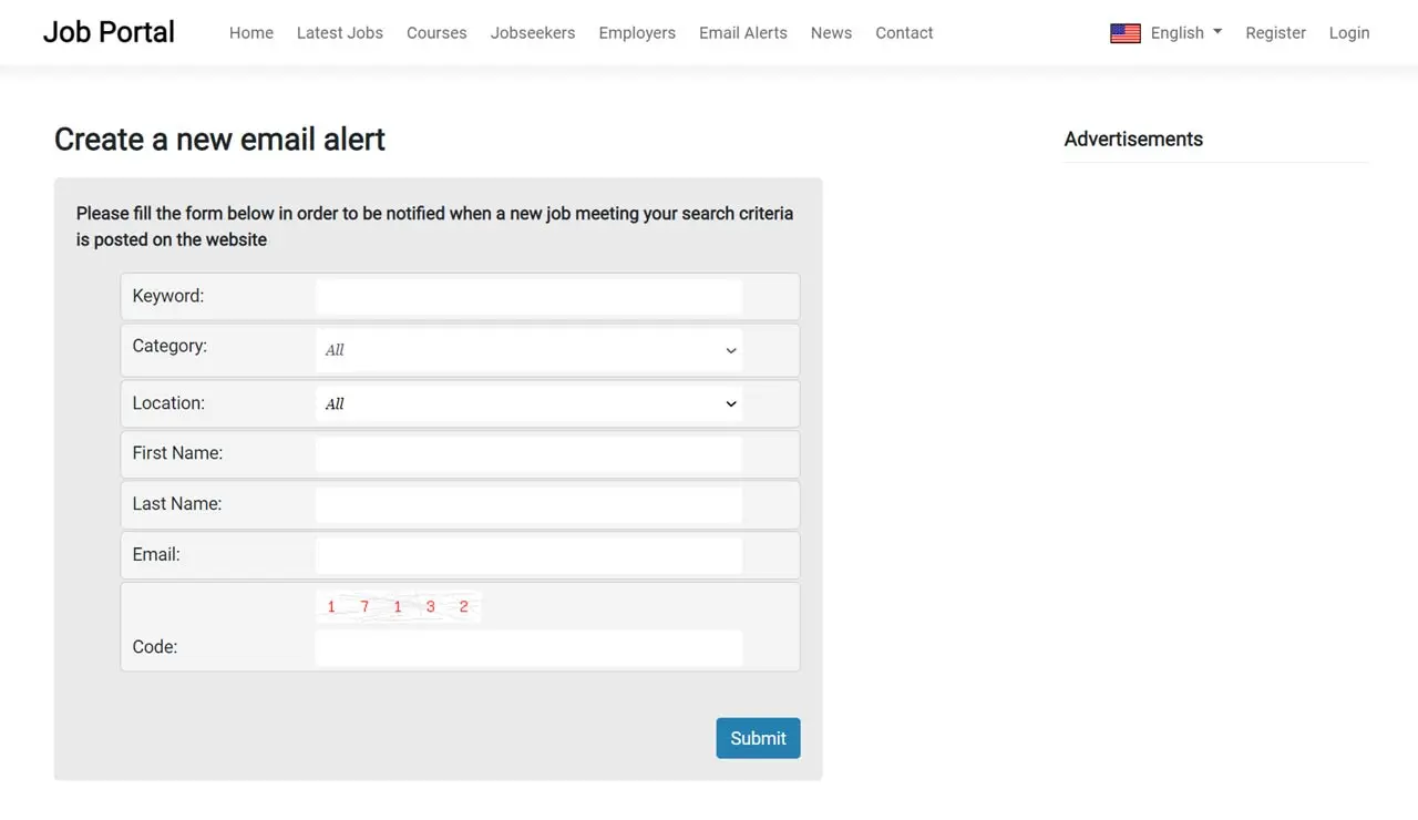 Portail d'Emploi: Création d'alertes e-mail