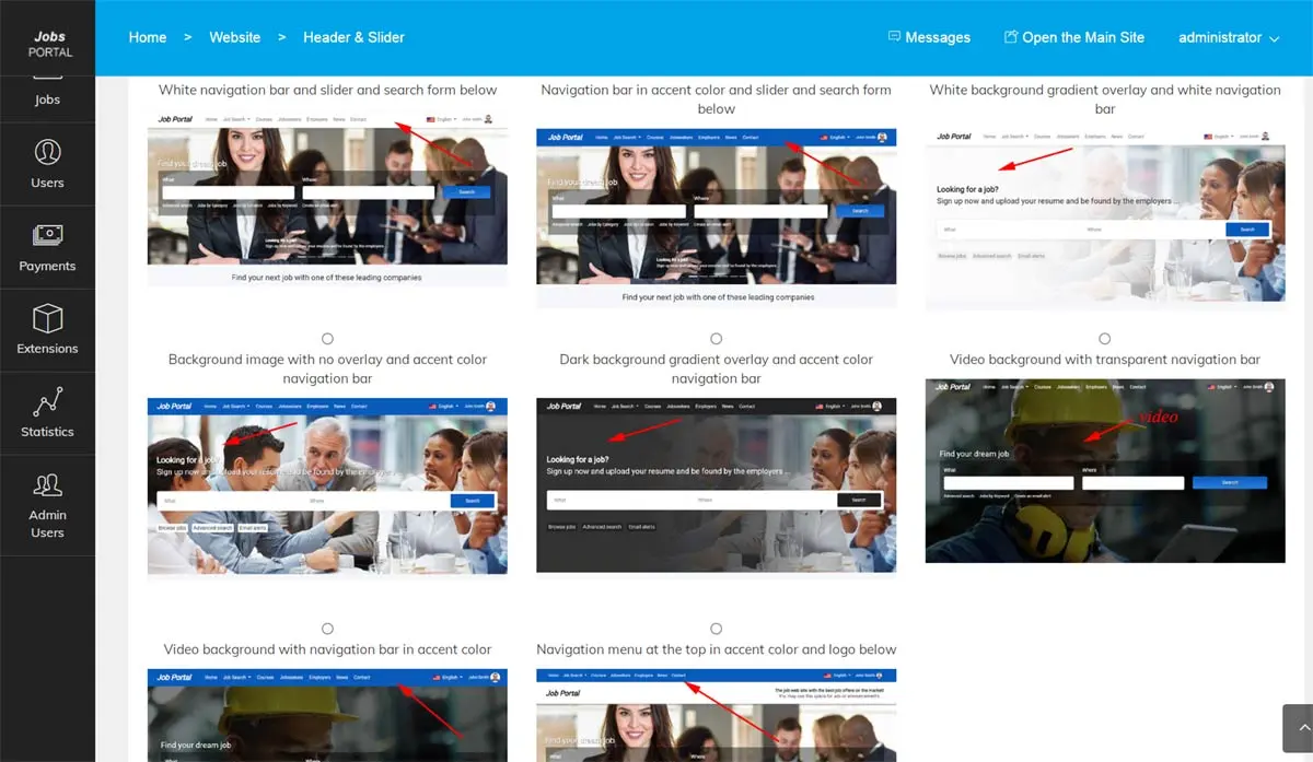 Portal de Empregos: Personalizar a interface e o estilo do site