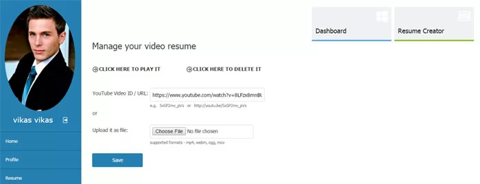 currículo em vídeo script php