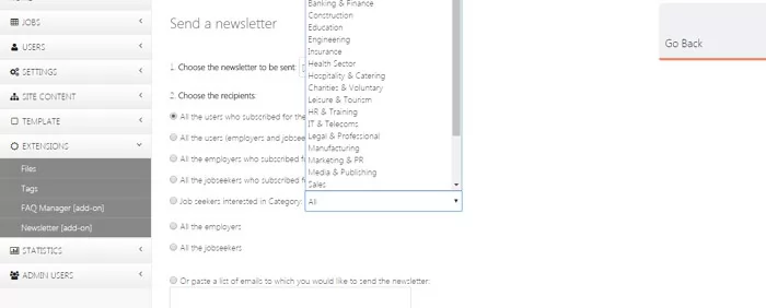 send newsletter php script jobs portal