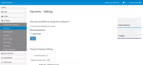 jobs New functionality to charge the users