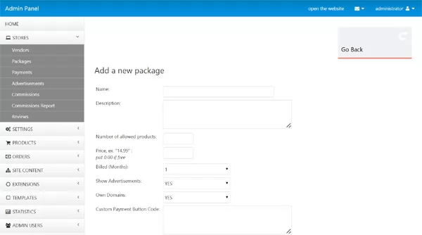 Shopping Virtual PHP: Planos e tabelas de preços