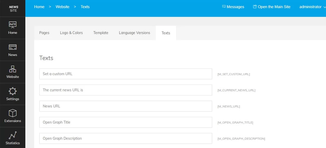 Sitio de Noticias PHP: Editando los textos del sitio
