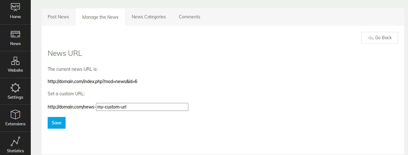 Sitio de Noticias PHP: Establecer una URL personalizada para noticias seleccionadas