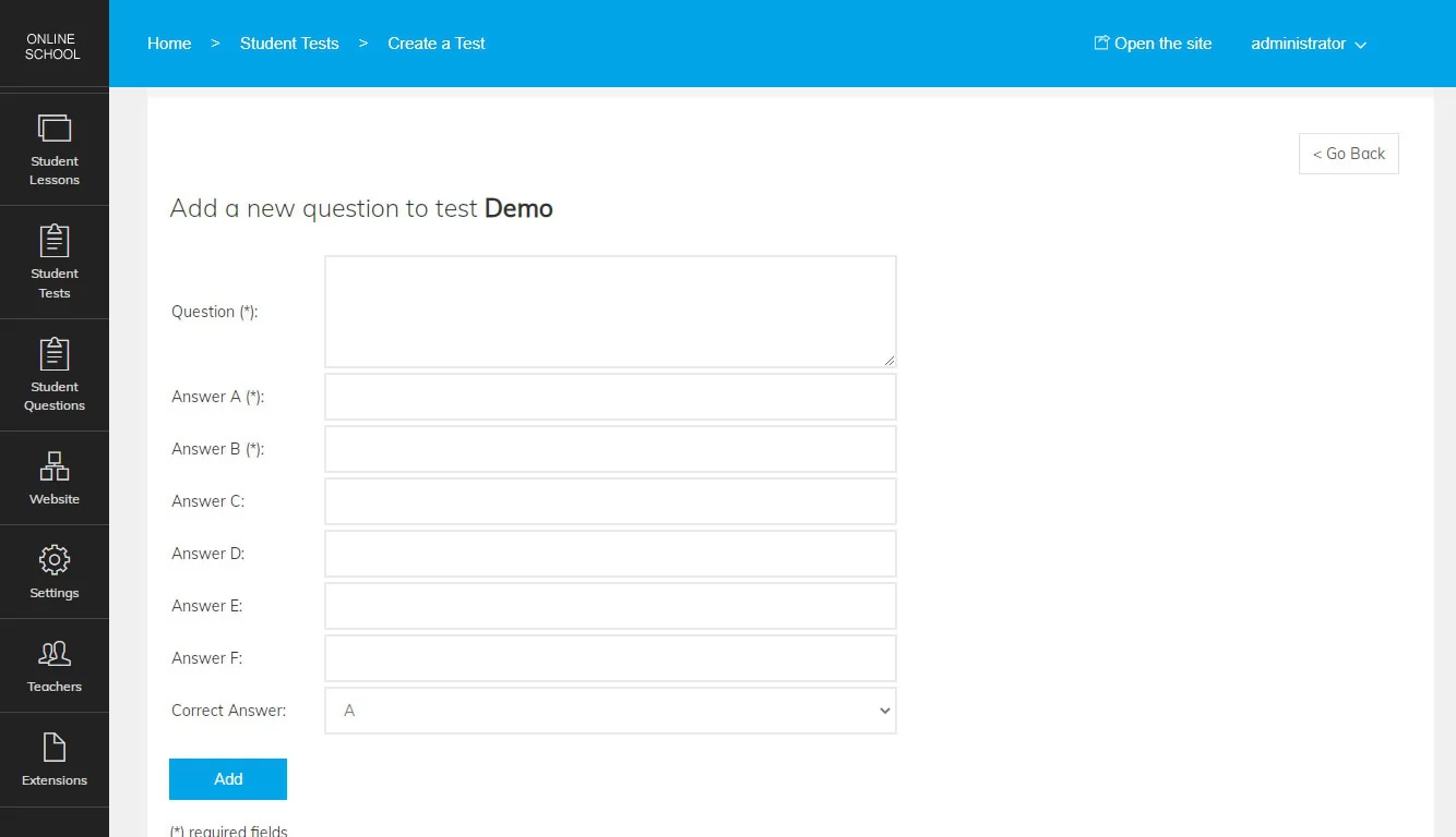 Escola Online PHP: Inclusão de perguntas fechadas (múltipla escolha)