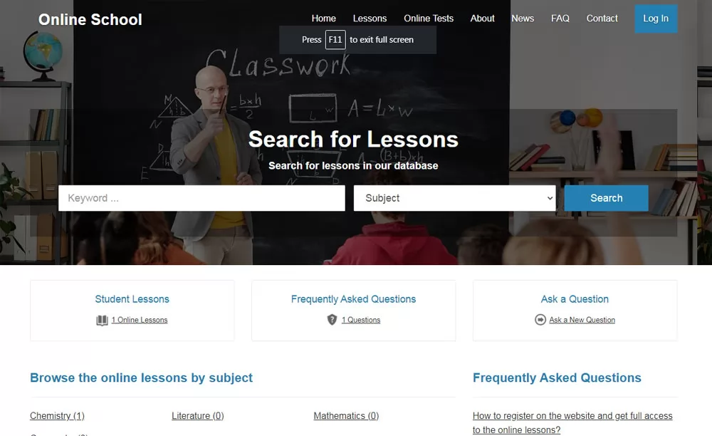 Escuela Online PHP: Front-End de la escuela en línea de PHP