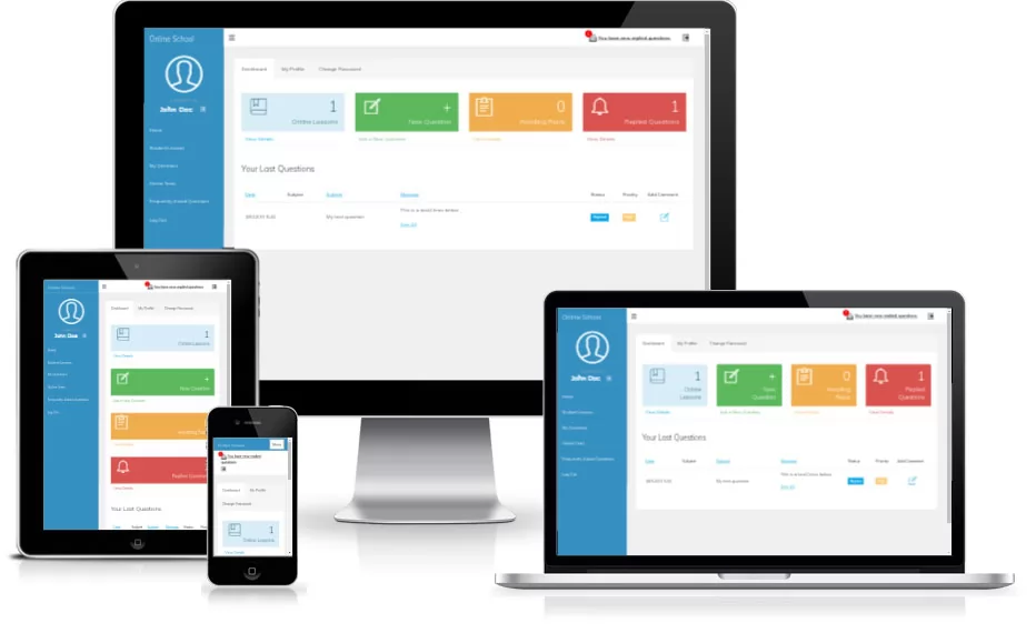 Panel de administración de Escuela Online PHP