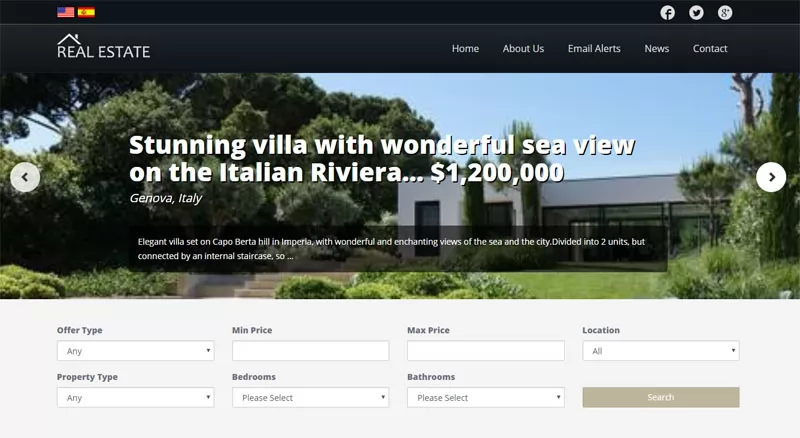 PHP Real Estate Agency Example of template integration