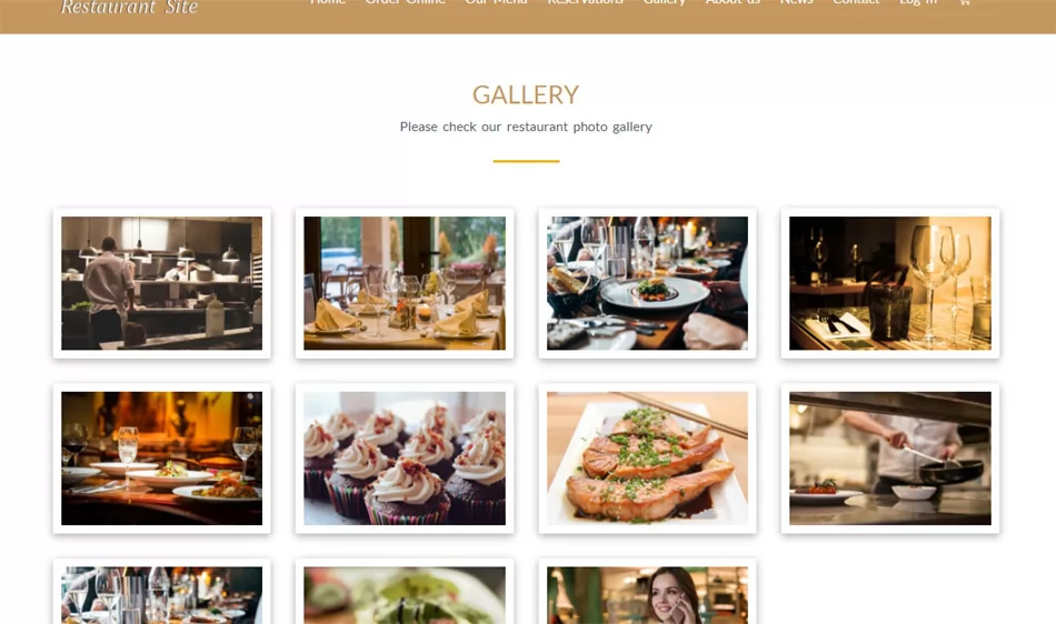 Sitio Web de Restaurante: Galería de restaurante