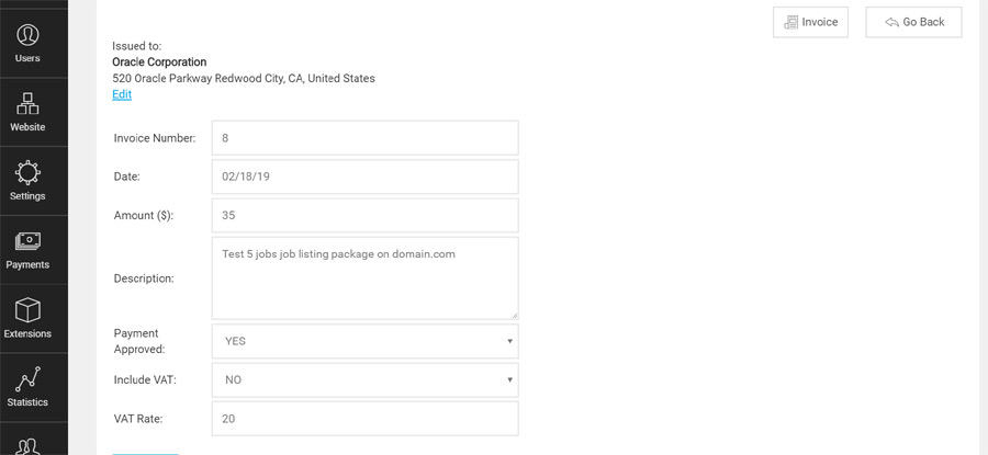 php job script Invoice editing and VAT