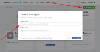Configuring the users log in with a Facebook account - how to create APP ID and Secret