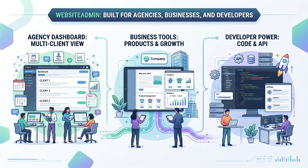websiteadmin feature: built for agencies, businesses, and developers
