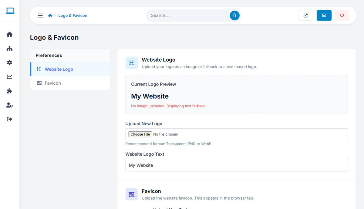websiteadmin feature: professional branding management