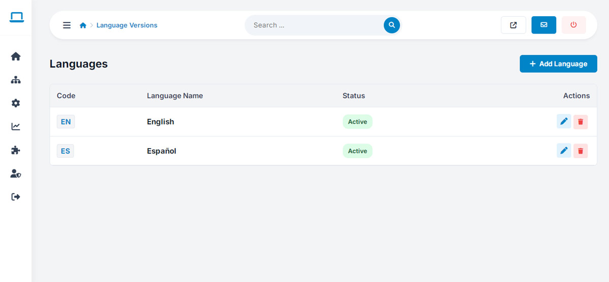 websiteadmin feature: powerful multi-language website support
