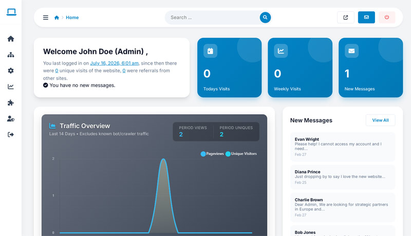 WebSiteAdmin CMS administration panel